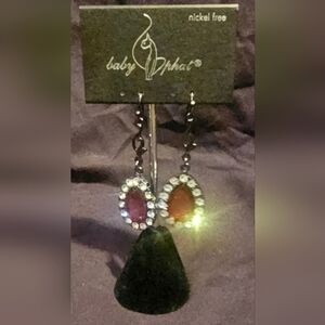 BABY PHAT  Red W/ Rhinestone Tear Drop Earrings